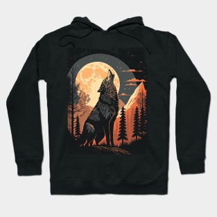 Werewolf howling in front of the moon Hoodie